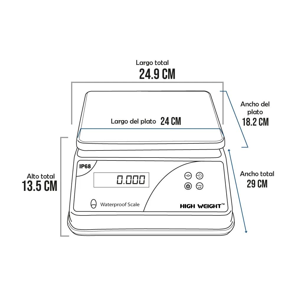 Balanza Para Ambientes Húmedos High Weight Waterproof Scale de 15 Kilos