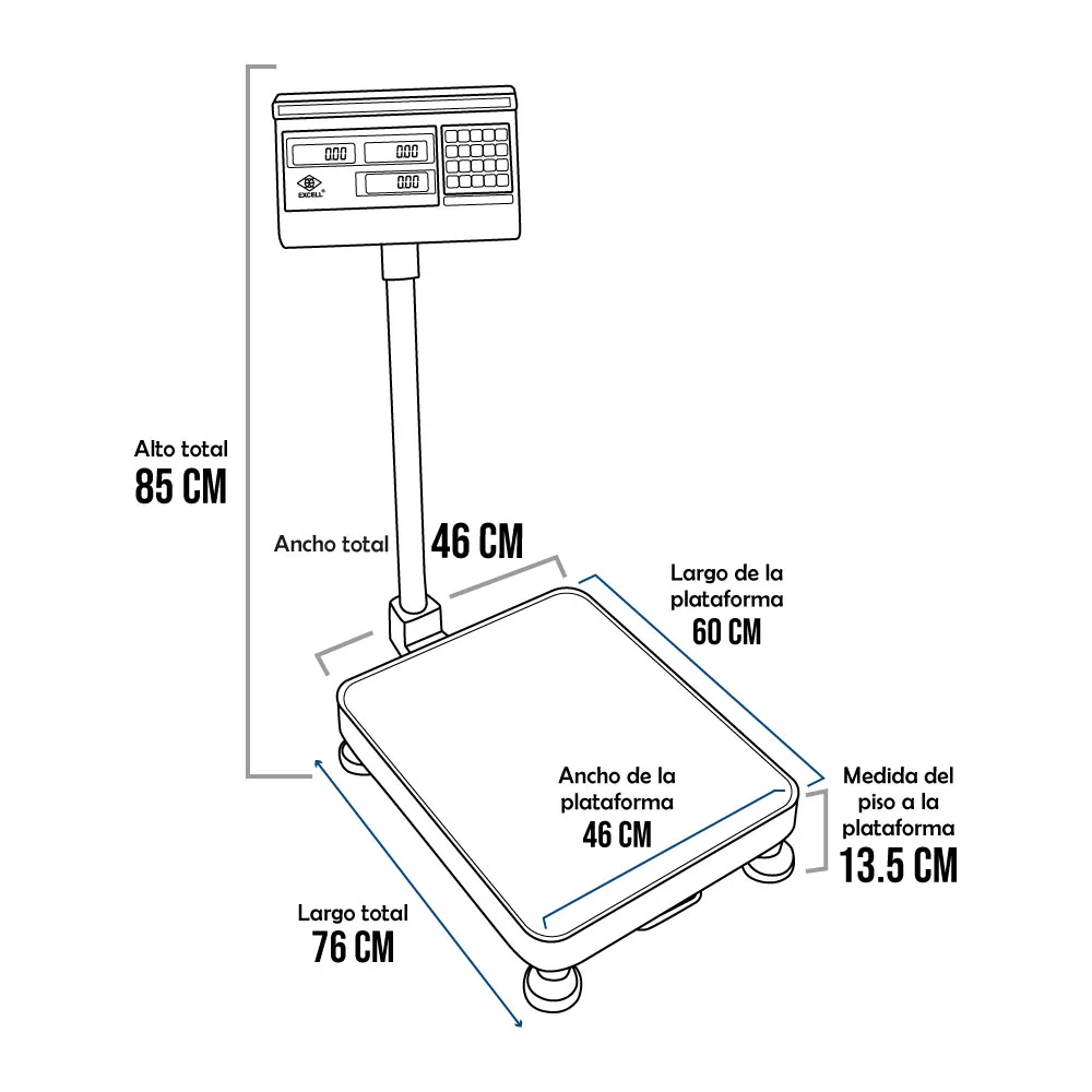 Balanza de Plataforma Excell AP3-E de 300 Kilos 60 x 46 cm