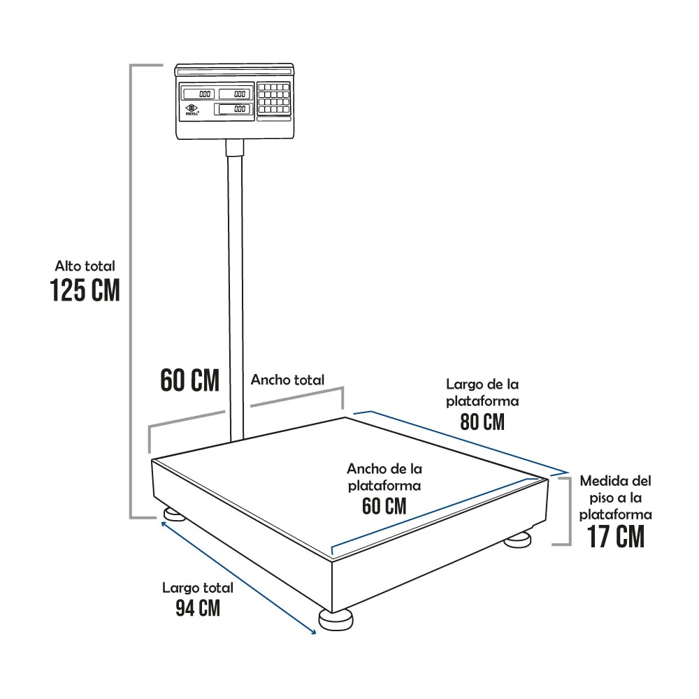 Balanza de Plataforma Excell AP3-E de 500 Kilos 80 x 60 cm