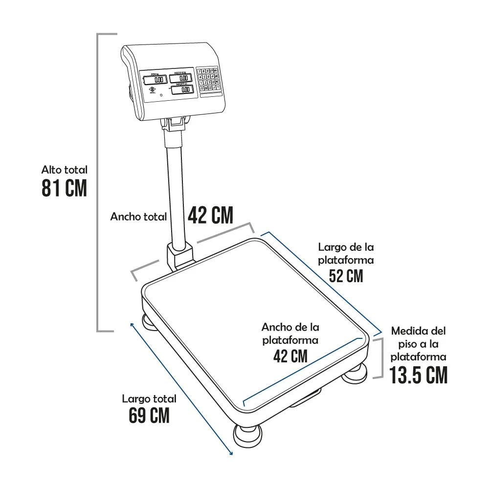 Balanza de Plataforma Excell AP4 de 300 kilos 52 x 42 cm
