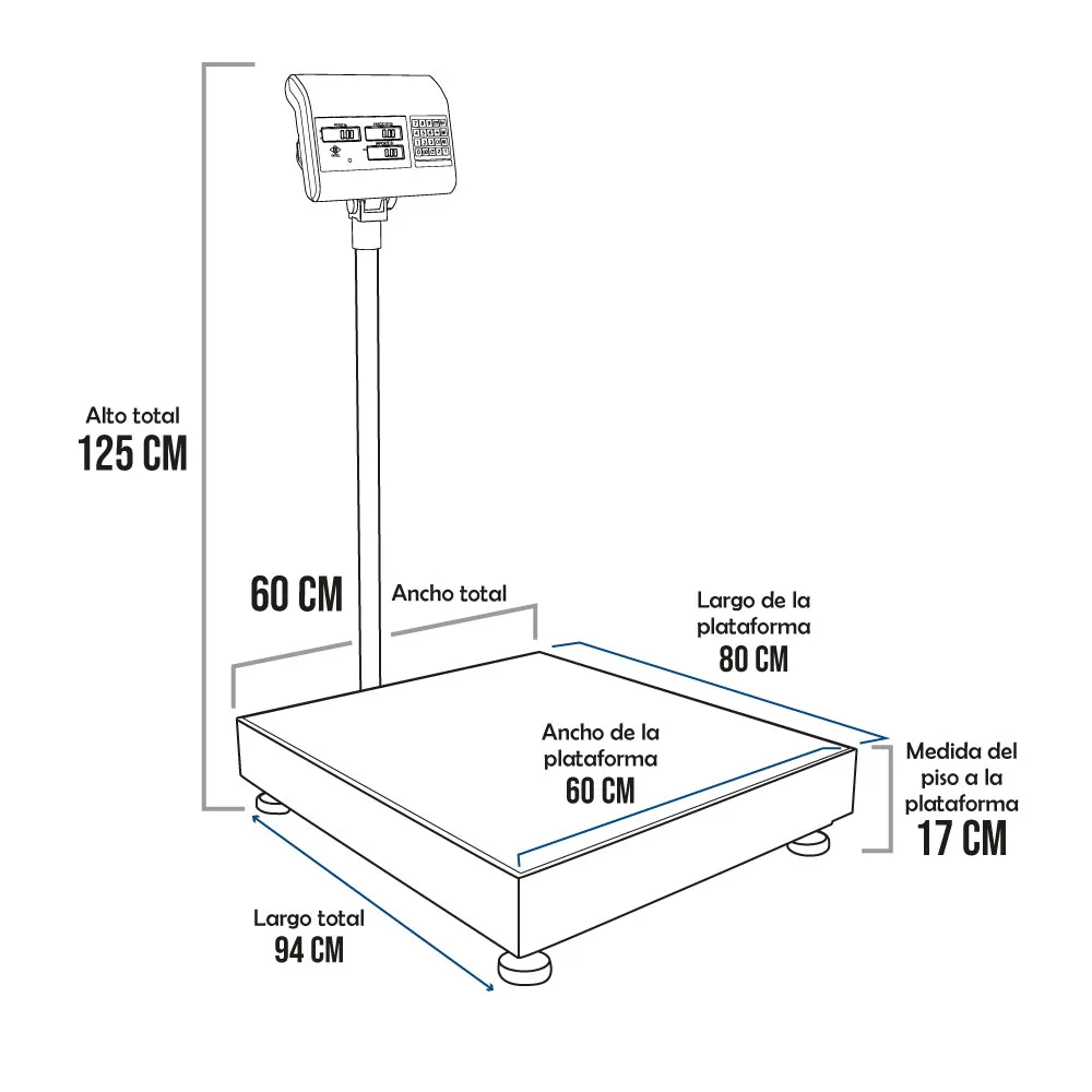 Balanza de Plataforma Excell AP4 de 600 kilos 80 x 60 cm