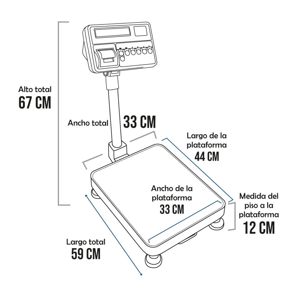 Balanza de Plataforma T-Scale T2200P de 100 Kilos