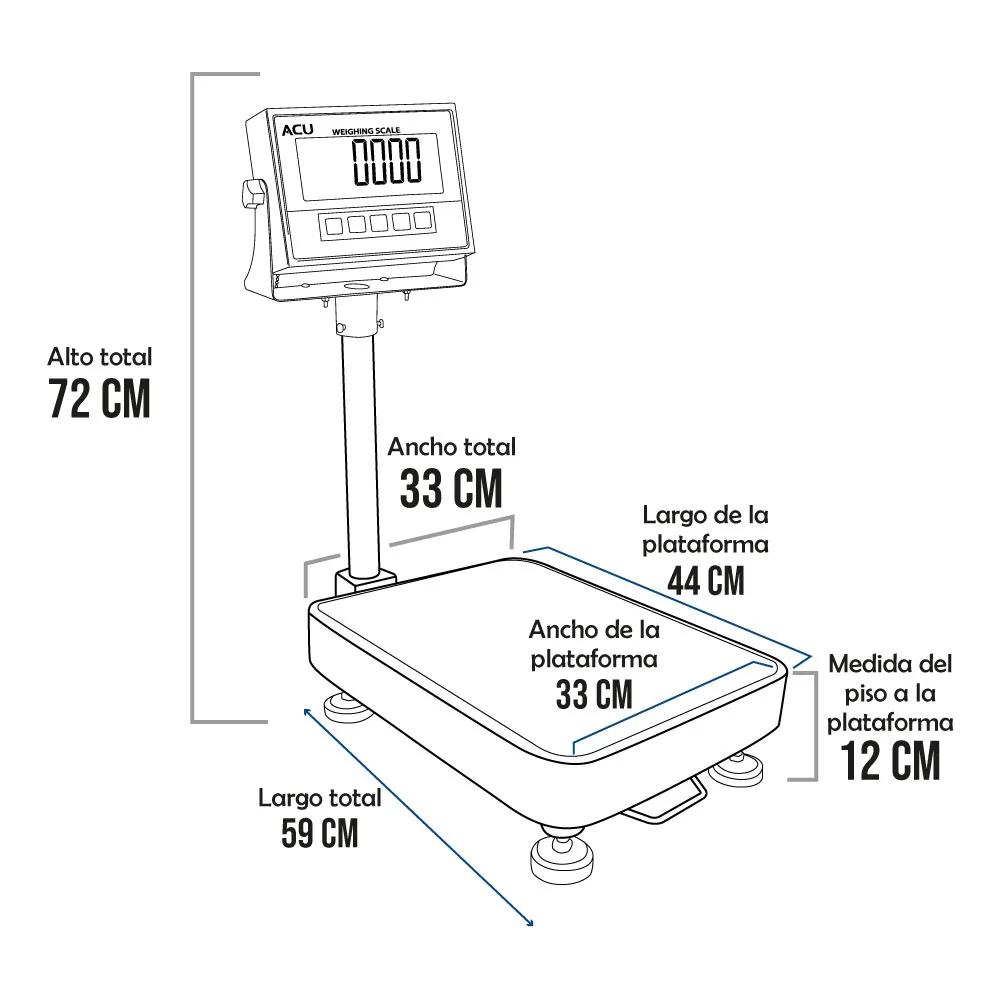 Balanza de Plataforma Acu Fac XK3113 de 100 Kilos 44 x 33 cm