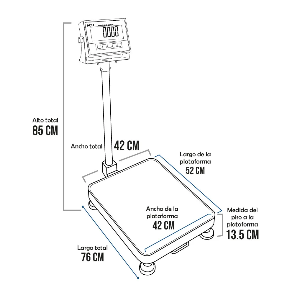 Balanza de Plataforma Acu Fac XK3113 de 200 Kilos 52 x 42 cm