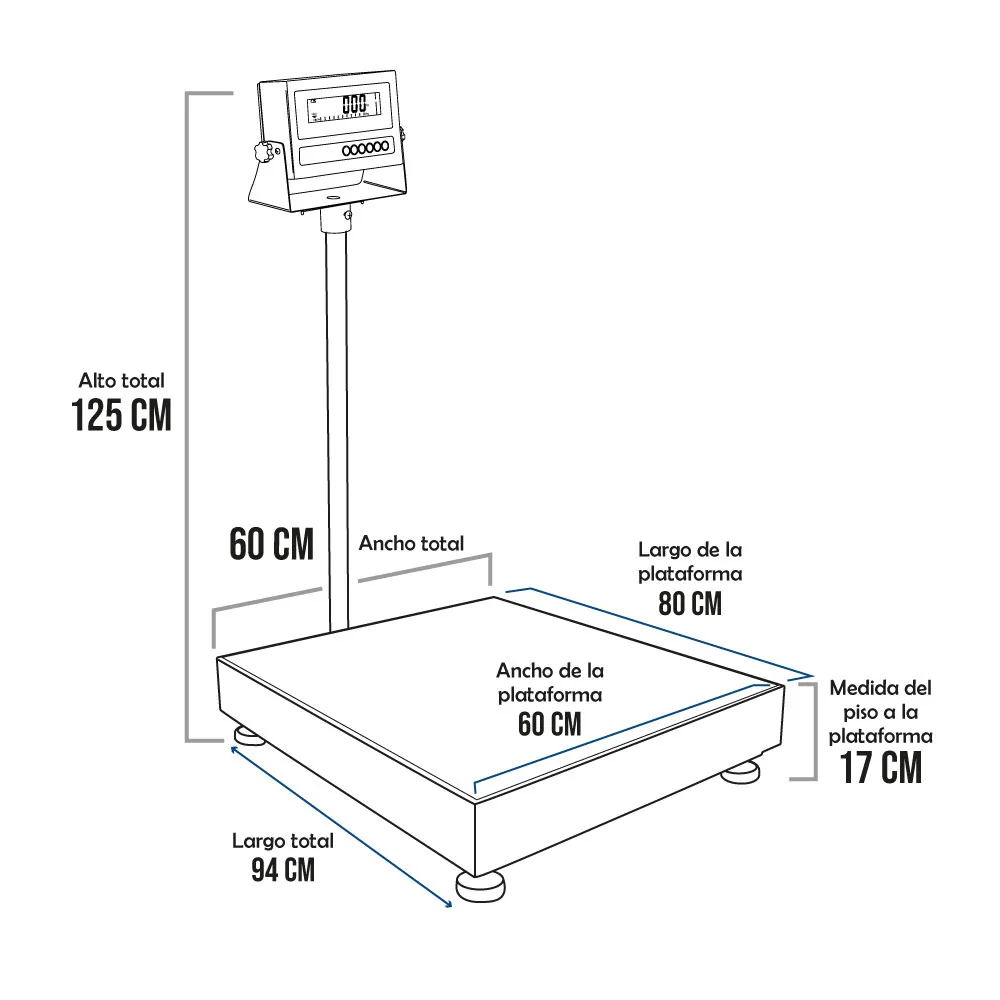 Balanza de Plataforma Hand Free TP9901 de 600 Kilos 80 x 60 cm