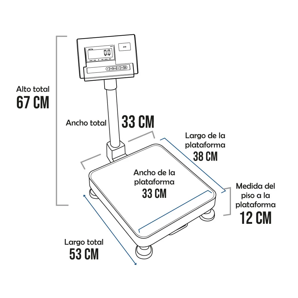 Balanza de Plataforma A12 PLA de 60 Kilos 44 x 33 cm