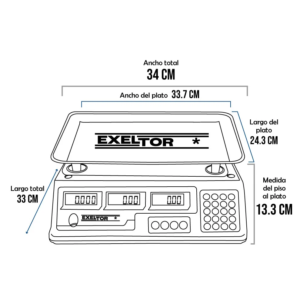 Balanza Comercial Exeltor BR30 de 30 Kilos