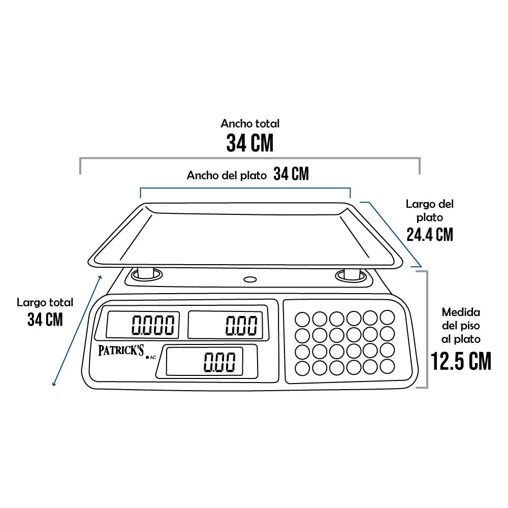 Balanza Comercial Patrick's ACS-806T de 40 Kilos