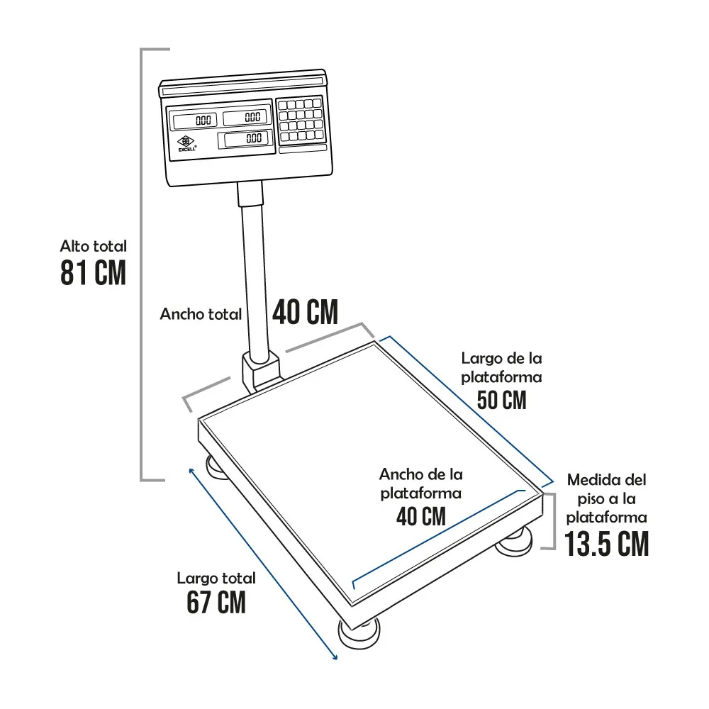 Balanza de Plataforma Excell AP3-E de 200 Kilos 50 x 40 cm
