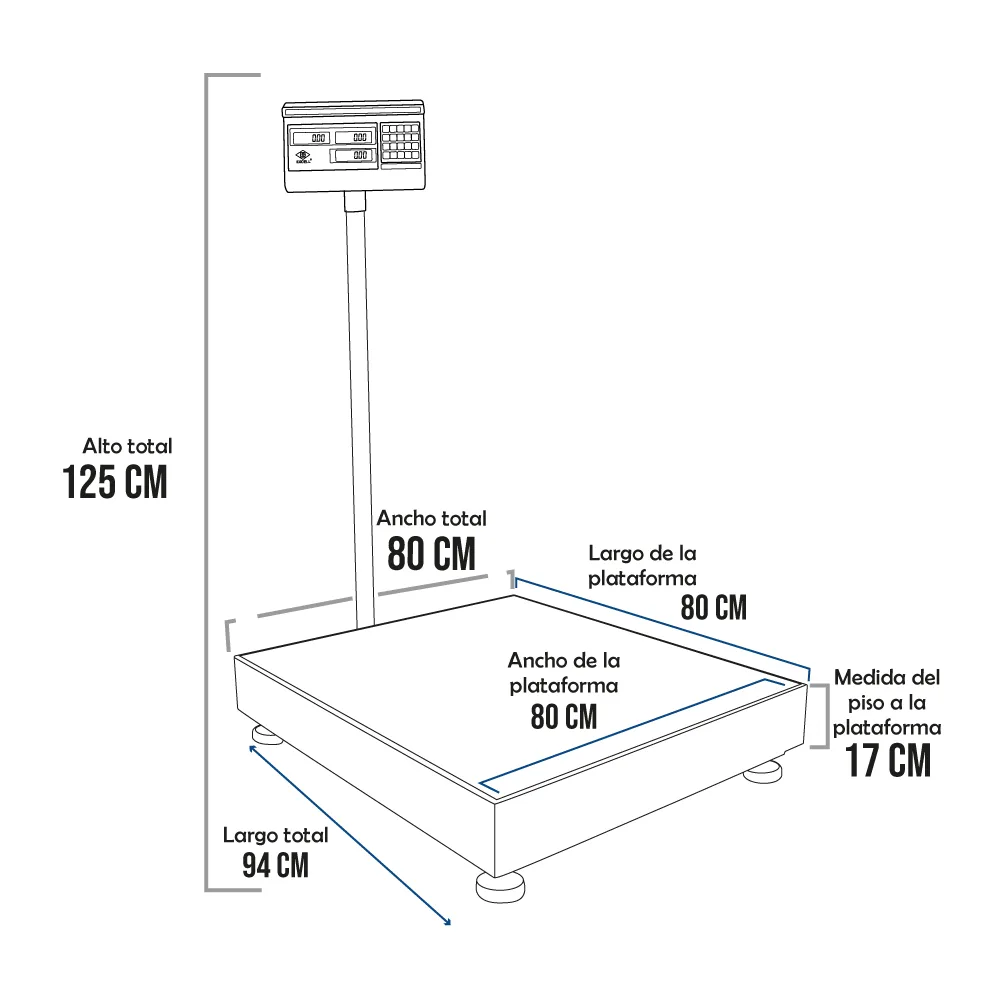 Balanza de Plataforma Excell AP3-E de 600 Kilos 80 x 80 cm