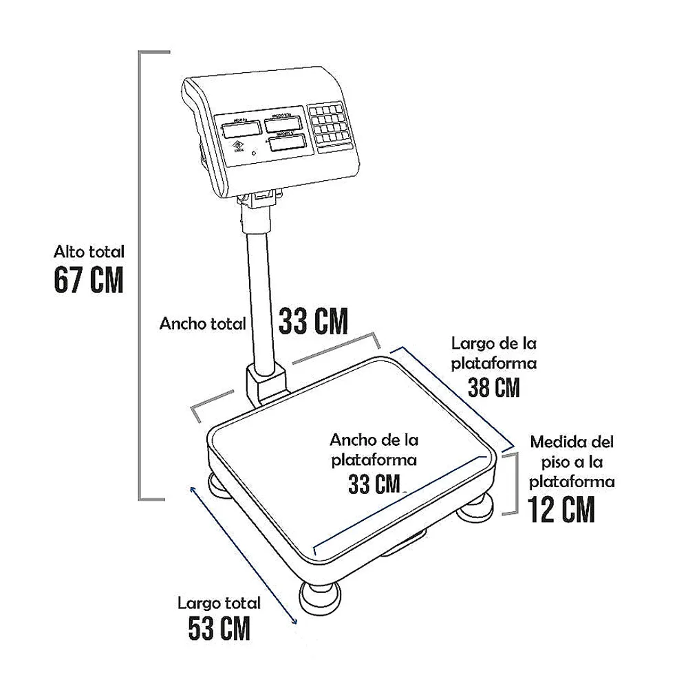 Balanza de Plataforma Excell AP4 de 50 kilos 38 x 33 cm