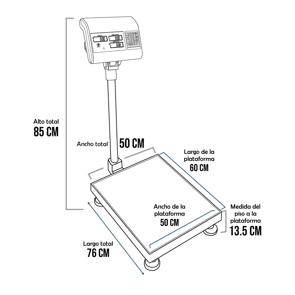 Balanza de Plataforma Excell Ap4 de 500 Kilos 60 x 50 cm