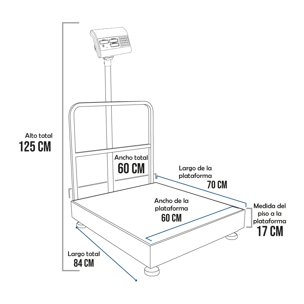 Balanza de Plataforma Excell AP4 de 500 kilos 70 x 60 cm