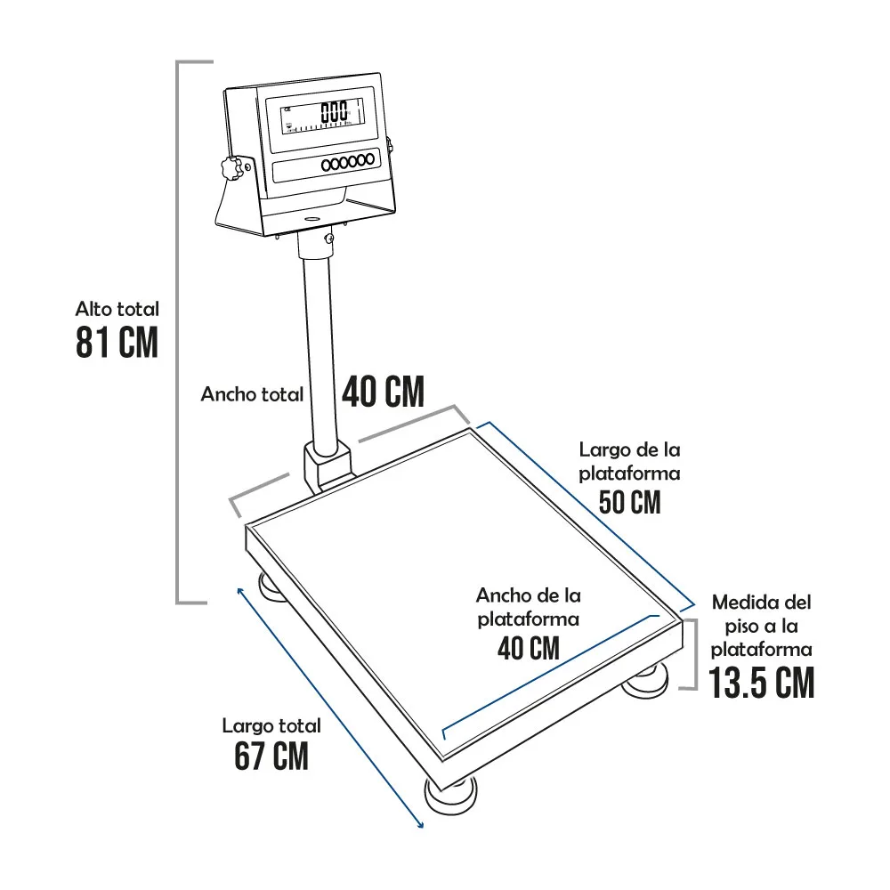Balanza de Plataforma Hand Free TP9901 de 200 Kilos 50 x 40 cm