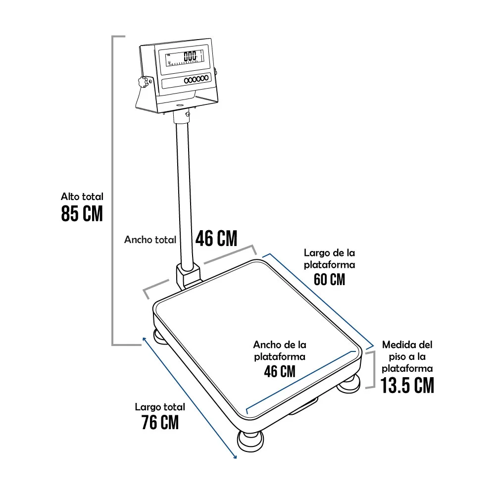 Balanza de Plataforma Hand Free TP9901 de 200 Kilos 60 x 46 cm