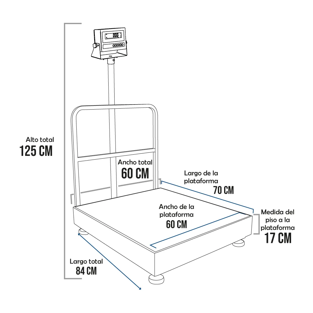 Balanza de Plataforma Hand Free TP9901 de 500 Kilos 70 x 60 cm