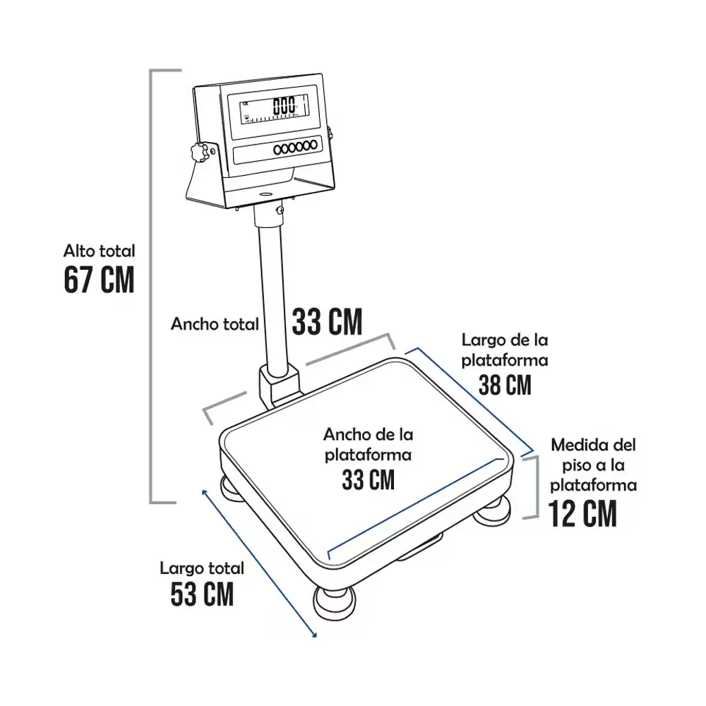 Balanza de Plataforma Hand Free TP9901 de 60 Kilos 33 x 38 cm