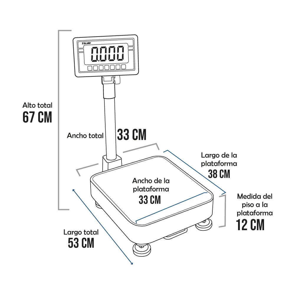Balanza de Plataforma T-Scale BW de 50 Kilos 38 x 33 cm
