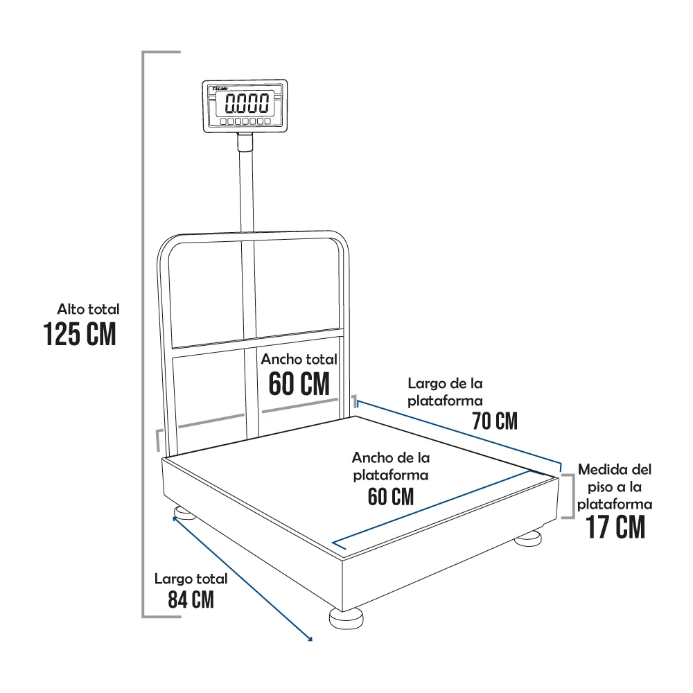 Balanza de Plataforma T-Scale BW de 500 Kilos 70 x 60 cm