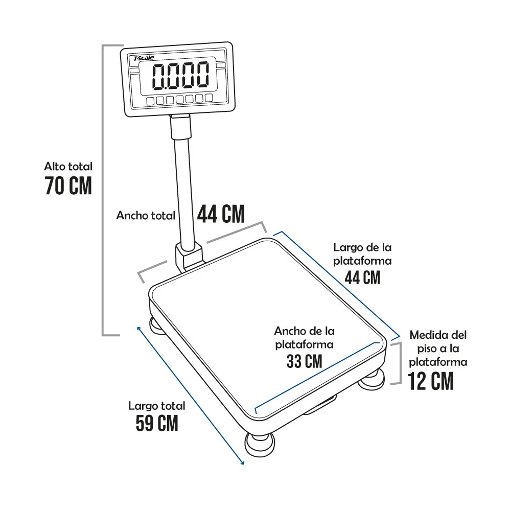 Balanza de Plataforma T-Scale BW de 60 Kilos 44 x 33 cm