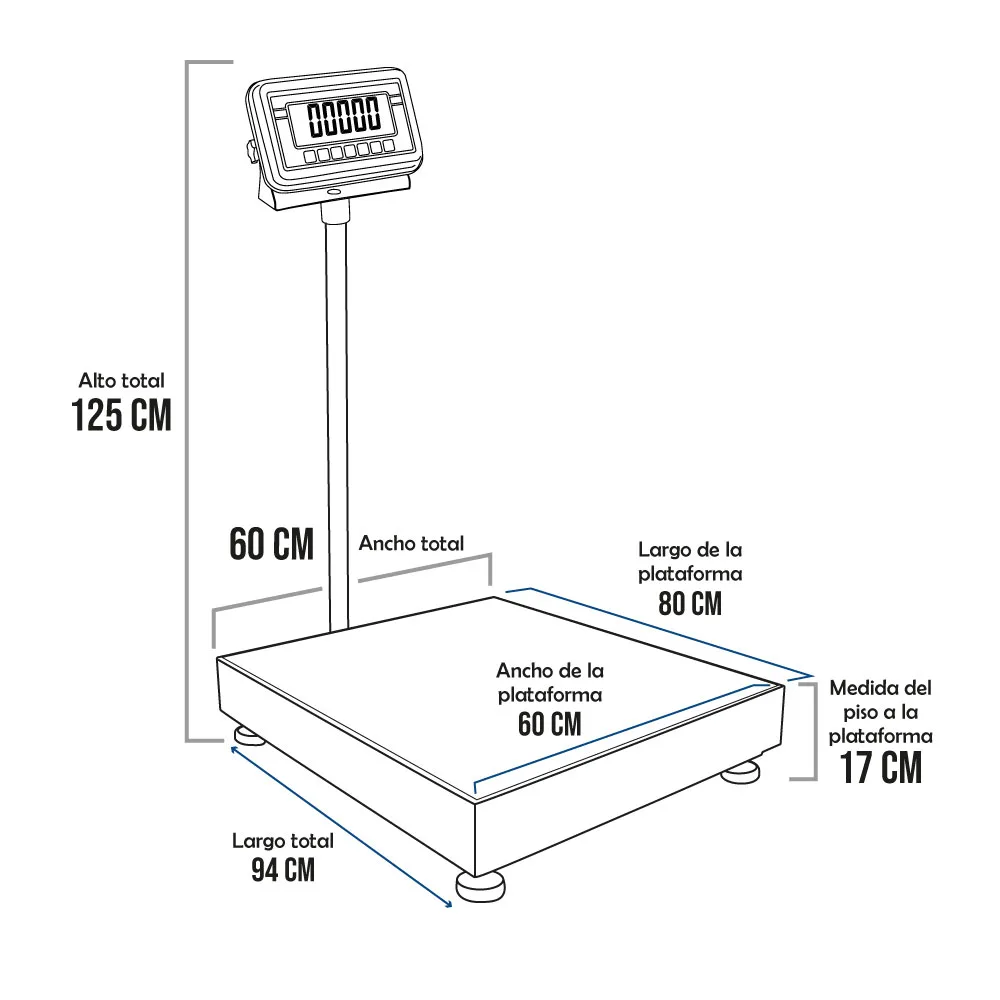 Balanza de Plataforma T-Scale BWS de 500 Kilos 80 x 60 cm