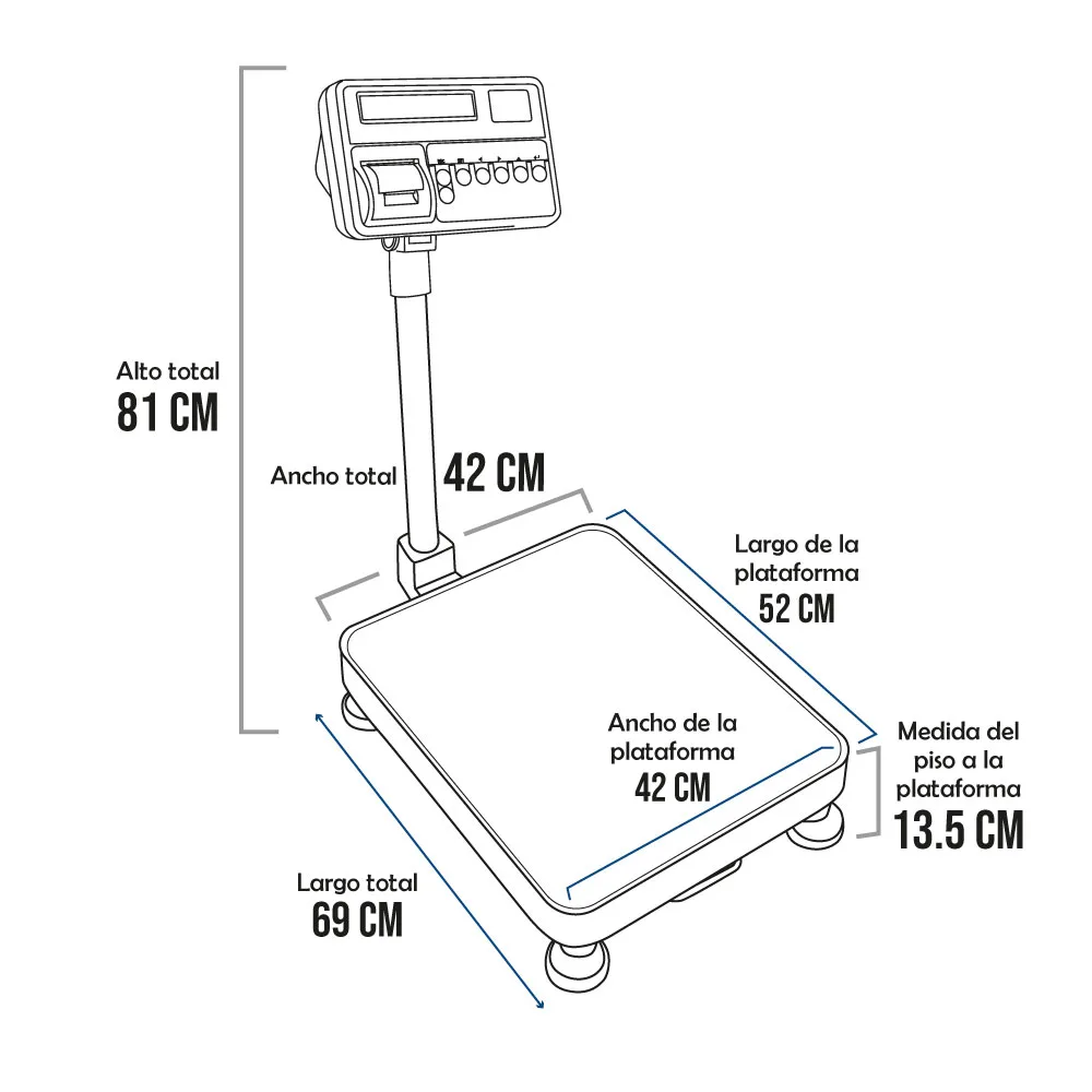 Balanza de Plataforma T-Scale T2200P de 300 Kilos 52 x 42 cm