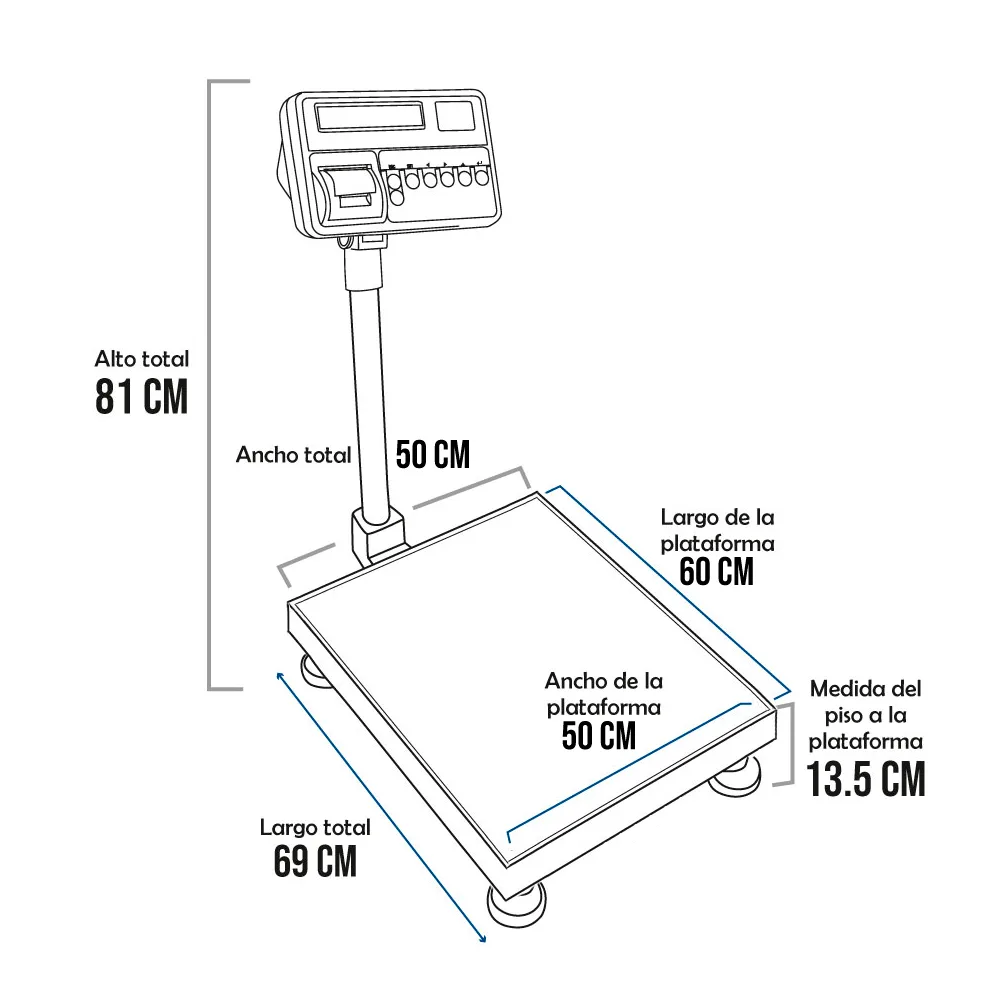 Balanza de Plataforma T-Scale T2200P de 500 Kilos 60 x 50 cm
