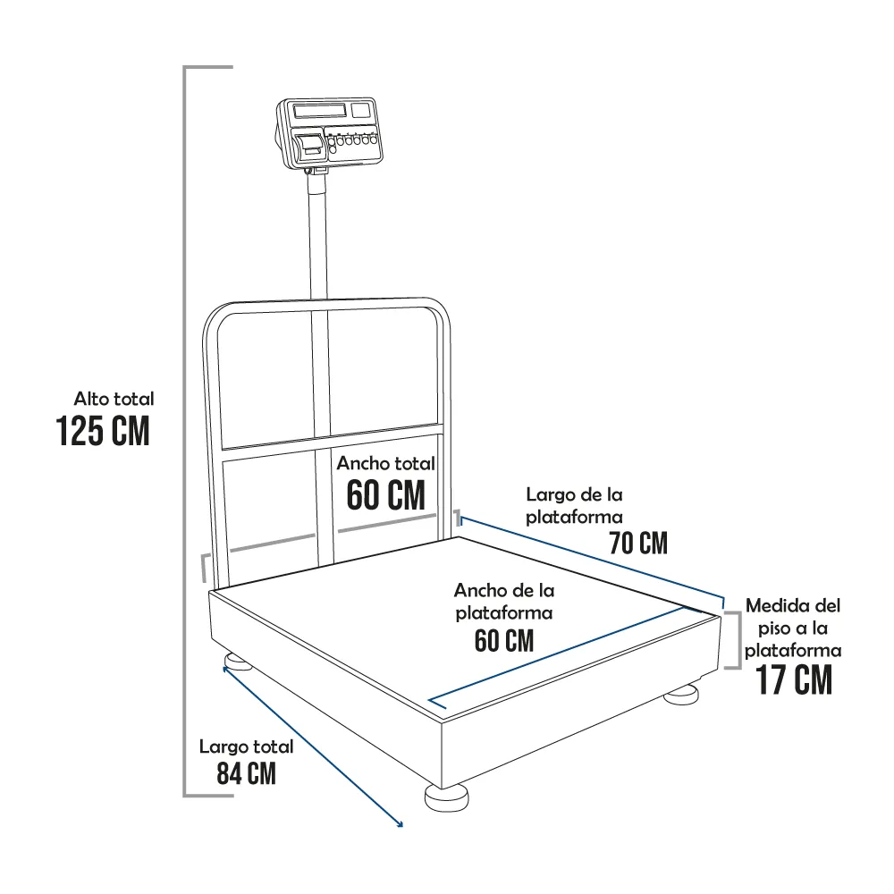 Balanza de Plataforma T-Scale T2200P de 500 Kilos 70 x 60 cm