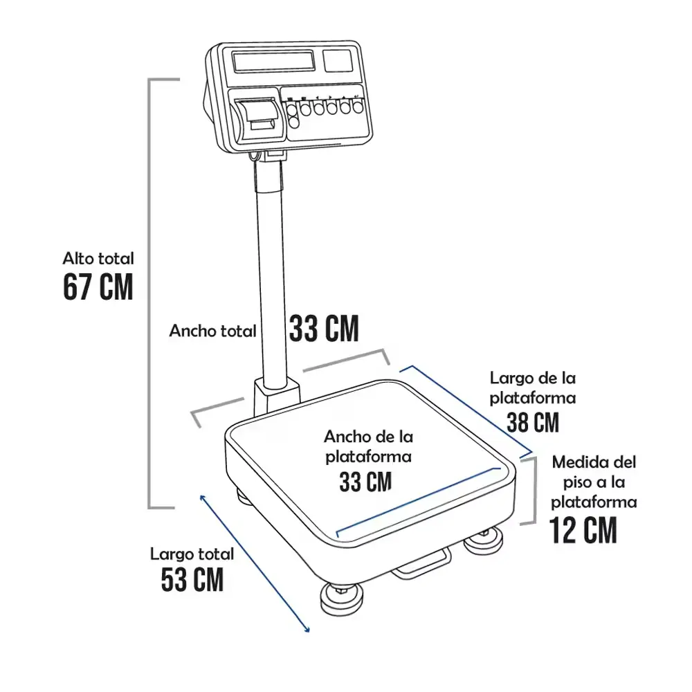Balanza de Plataforma T-Scale T2200P de 60 Kilos 38 x 33 cm