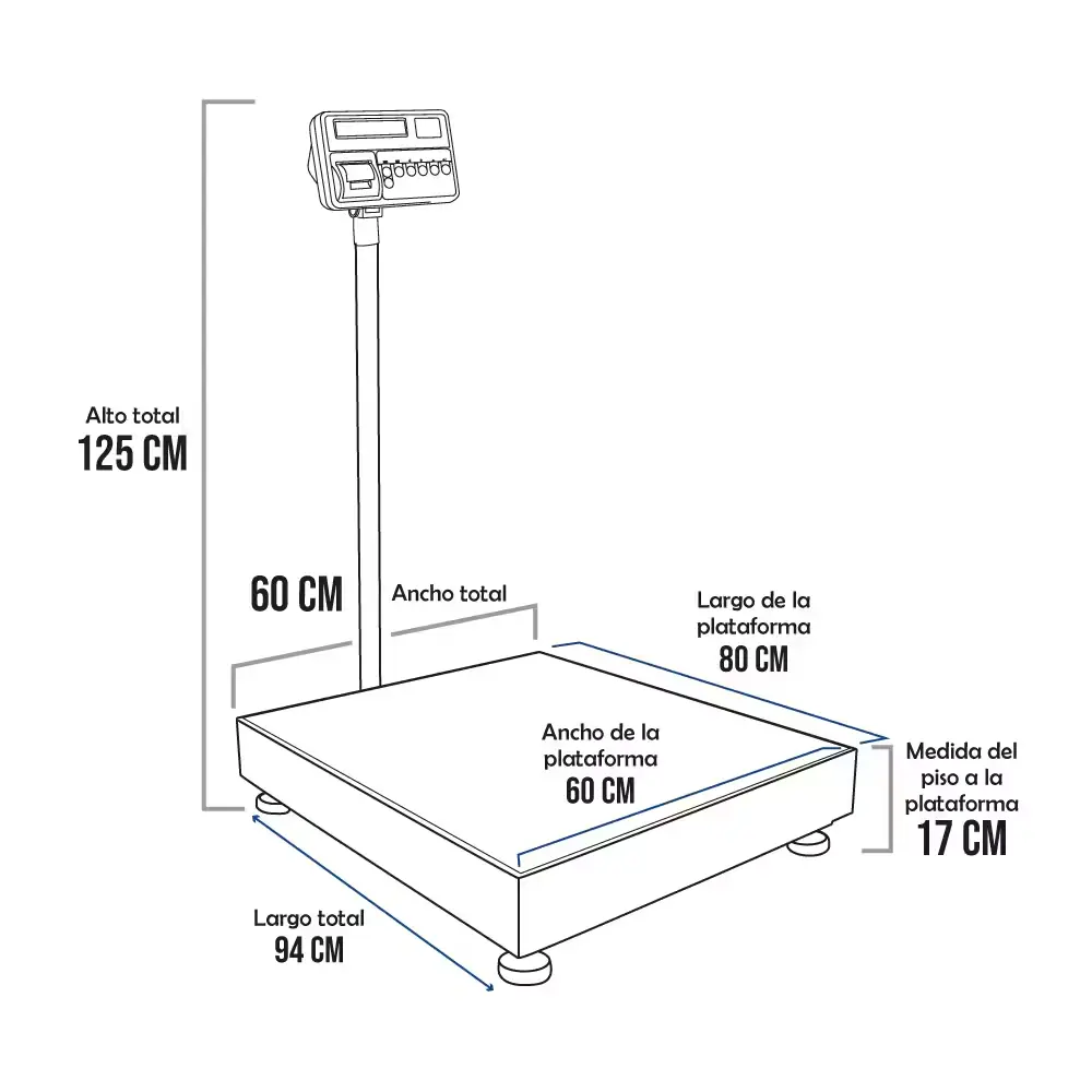 Balanza de Plataforma T-Scale T2200P de 600 Kilos 80 x 60 cm
