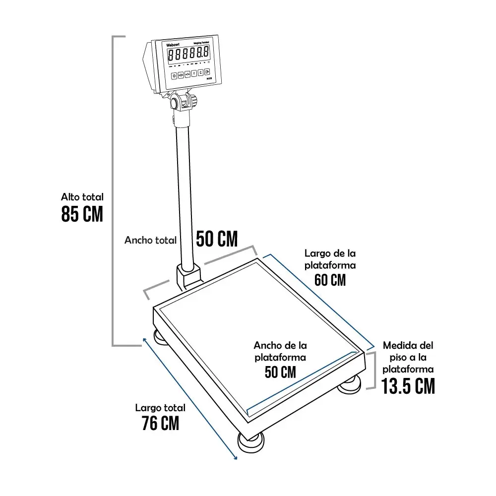 Balanza de Plataforma WEBOWT ID226 de 500 Kilos 60 x 50 cm
