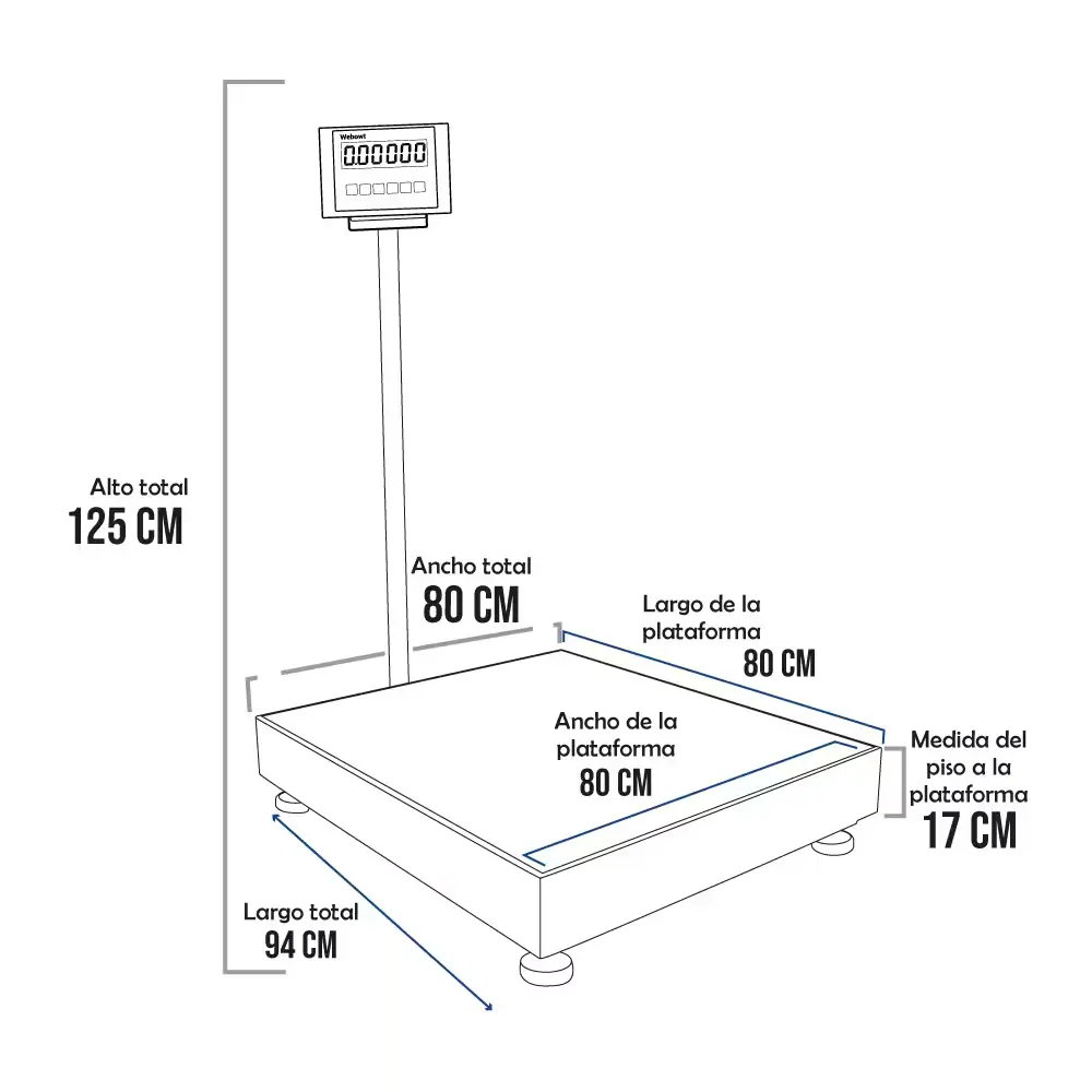 Balanza de Plataforma WEBOWT ID226 de 600 Kilos 80 x 80 cm