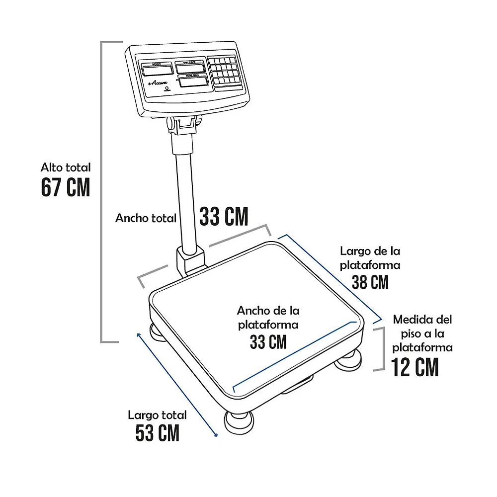 Balanza de Plataforma e-Accura SB-51 de 60 Kilos 38x33