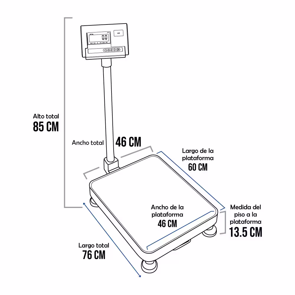 Balanza de Plataforma A12-E PLA de 200 Kilos 60 x 46 cm
