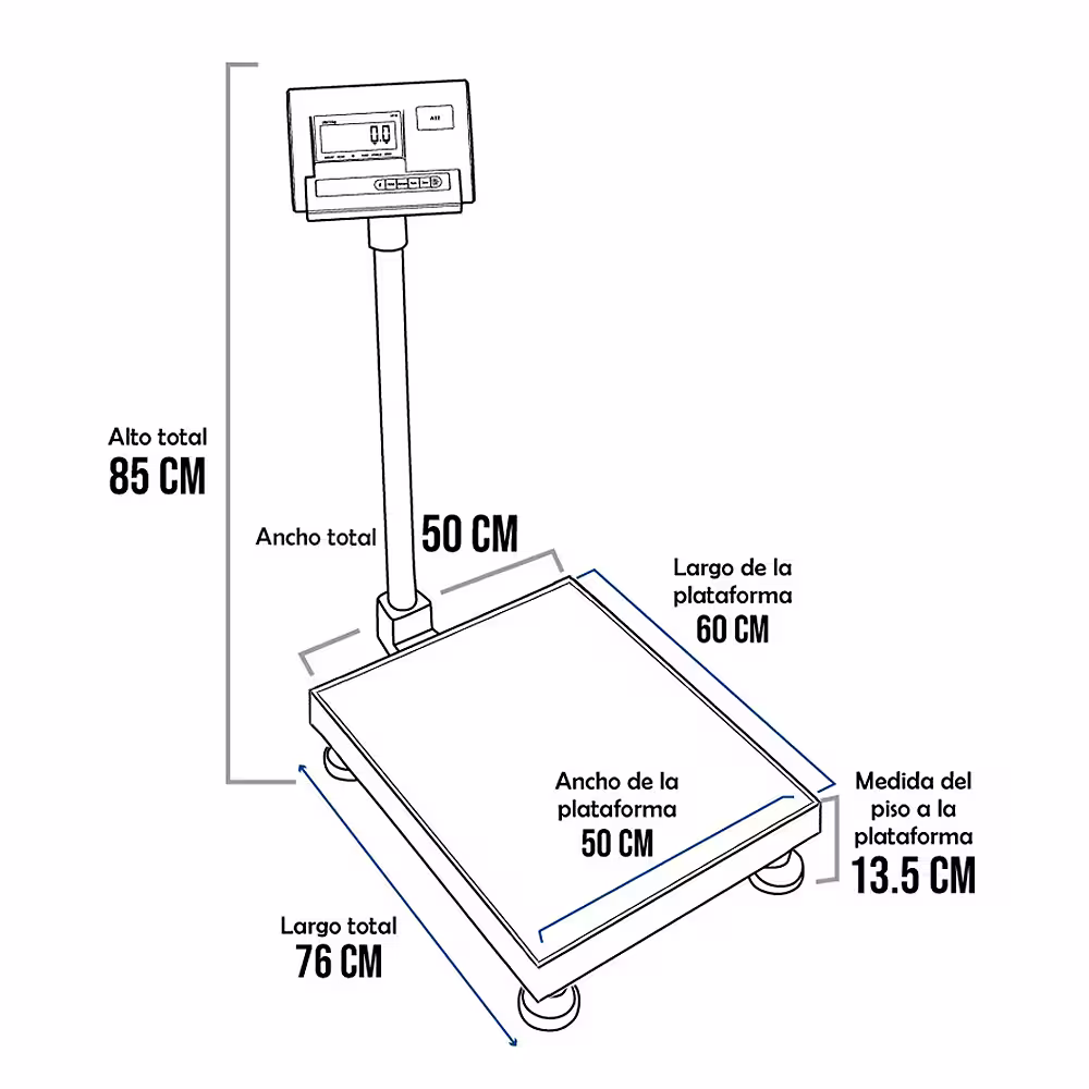 Balanza de Plataforma A12-E PLA de 500 Kilos 60 x 50 cm