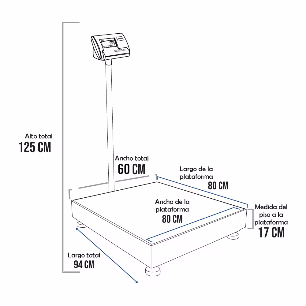 Balanza de Plataforma A12-E PLA de 600 Kilos 80 x 60 cm