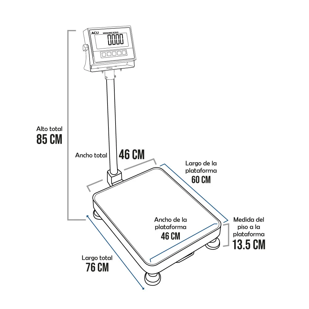 Balanza de Plataforma Acu Fac XK3113 de 200 Kilos 60 x 46 cm