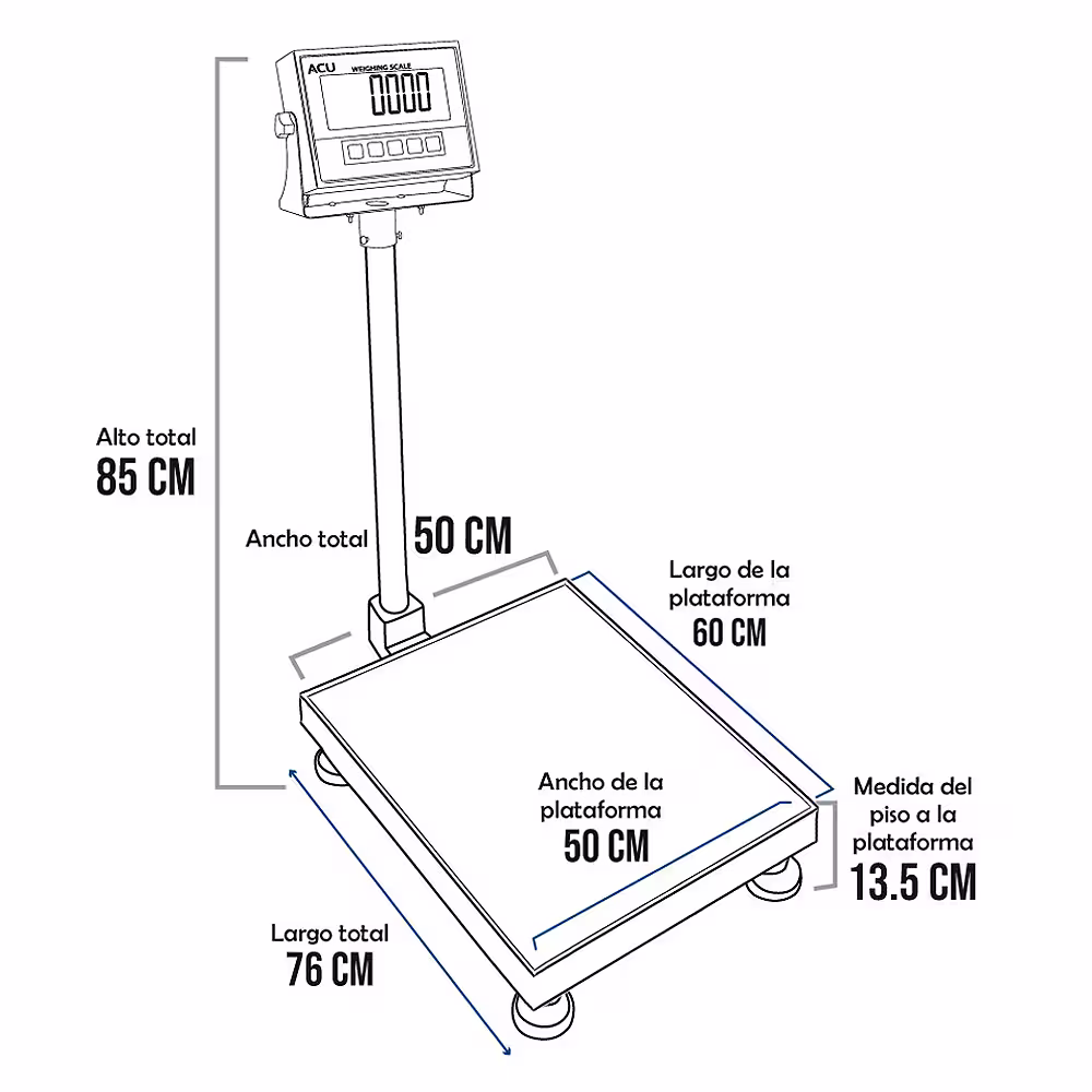 Balanza de Plataforma Acu Fac XK3113 de 300 Kilos 60 x 50 cm