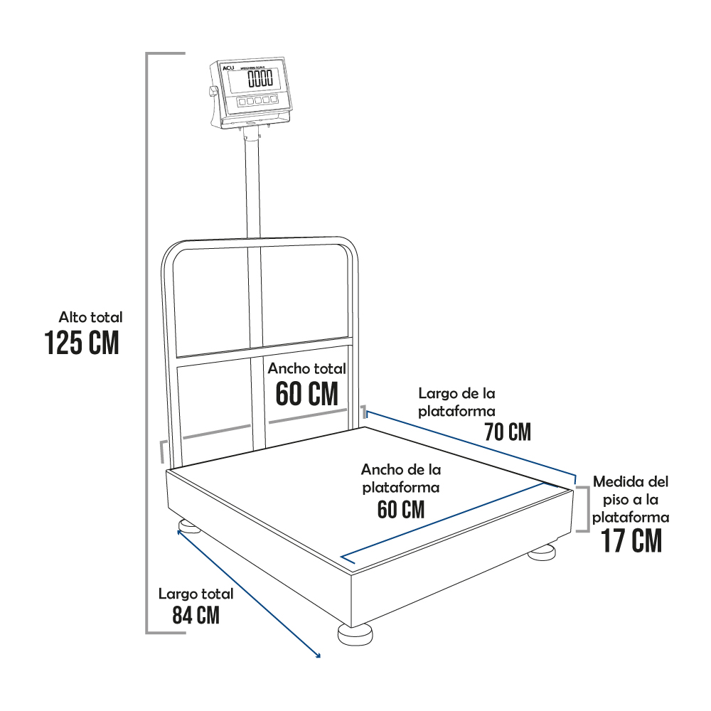 Balanza de Plataforma Acu Fac XK3113 de 500 Kilos 70 x 60 cm