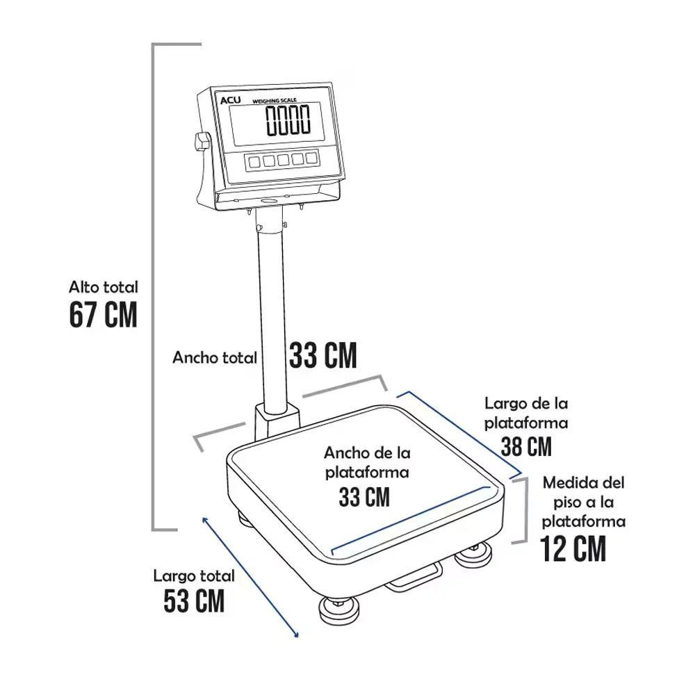Balanza de Plataforma Acu Fac XK3113 de 60 Kilos 38 x 33 cm