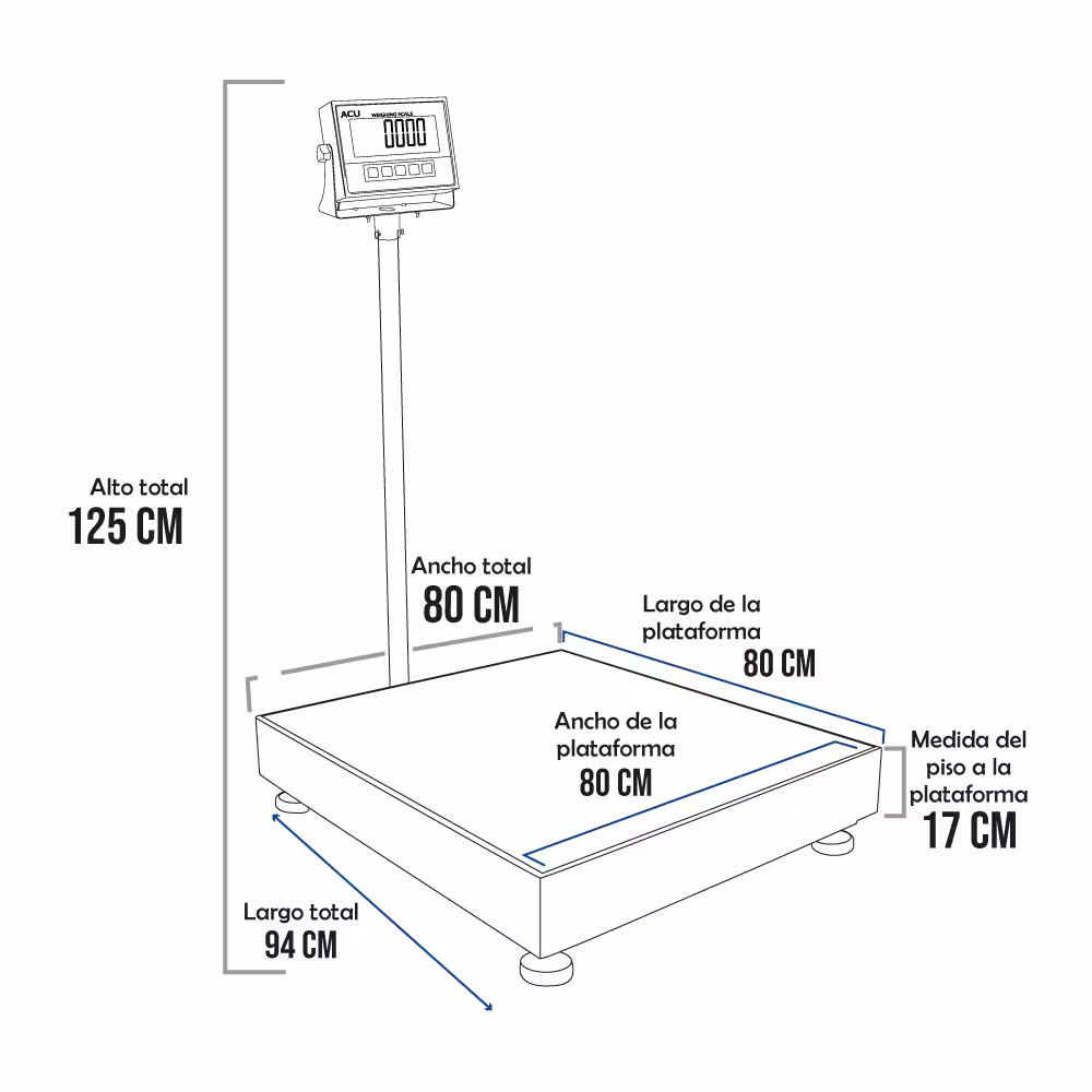 Balanza de Plataforma Acu Fac XK3113 de 600 Kilos 80 x 60 cm