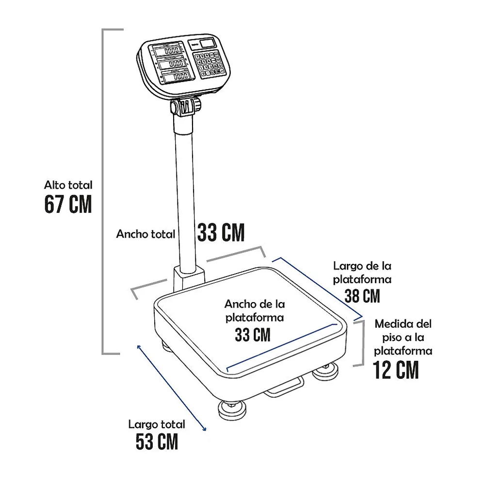 Balanza de Plataforma Mavin THC de 50 Kilos 38 x 33 cm