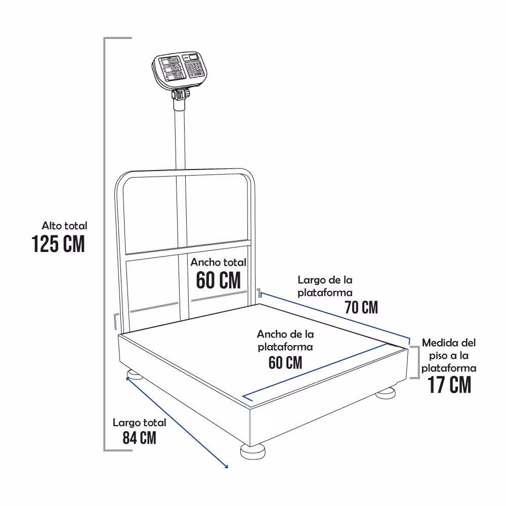Balanza de Plataforma Mavin THC de 500 Kilos 70 x 60 cm