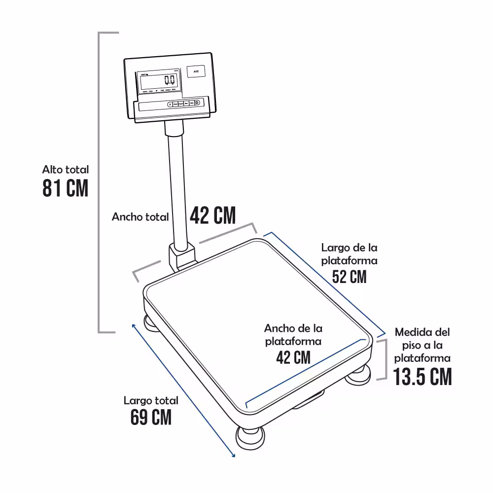 Balanza de Plataforma Precisur A12-E de 300 Kilos 52 x 42 cm
