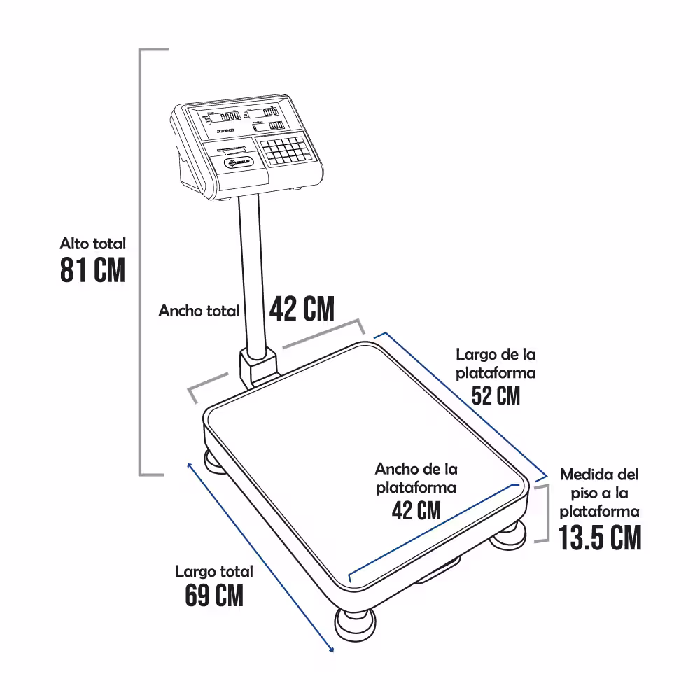Balanza de Plataforma Precisur XK3190-A23 de 300 Kilos 52 x 42 cm