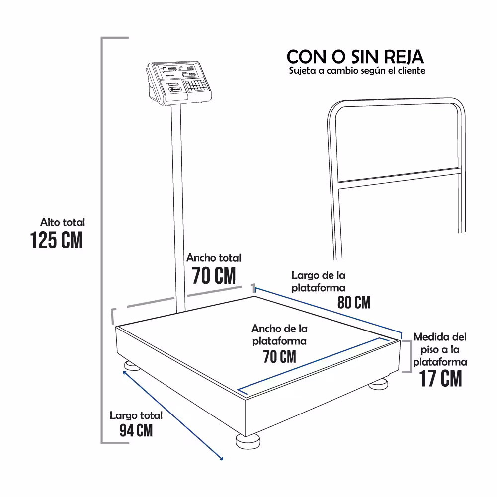 Balanza de Plataforma Precisur XK3190-A23 de 500 Kilos 80 x 70 cm