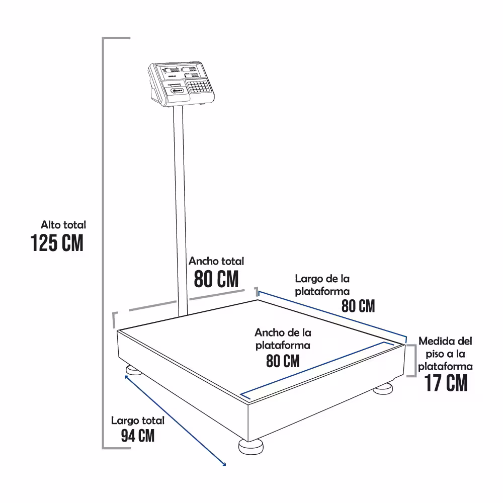 Balanza de Plataforma Precisur XK3190-A23 de 600 Kilos 80 x 80 cm