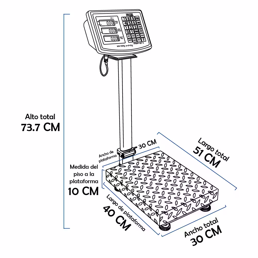 Balanza de Plataforma Valtox LP100EP 607-2 de 100 Kilos 40 x 30 cm