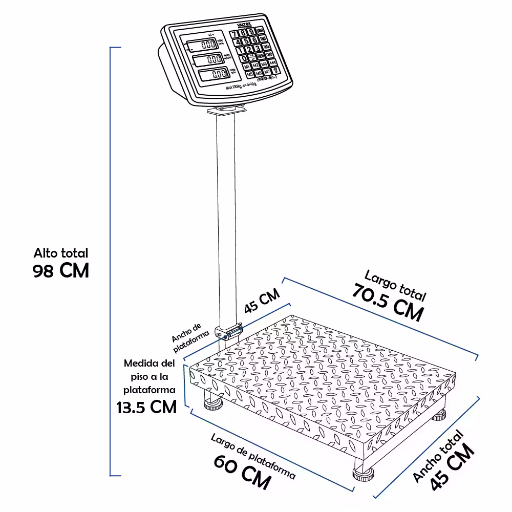 Balanza de Plataforma Valtox LP300CGX de 300 Kilos 60 x 45 cm