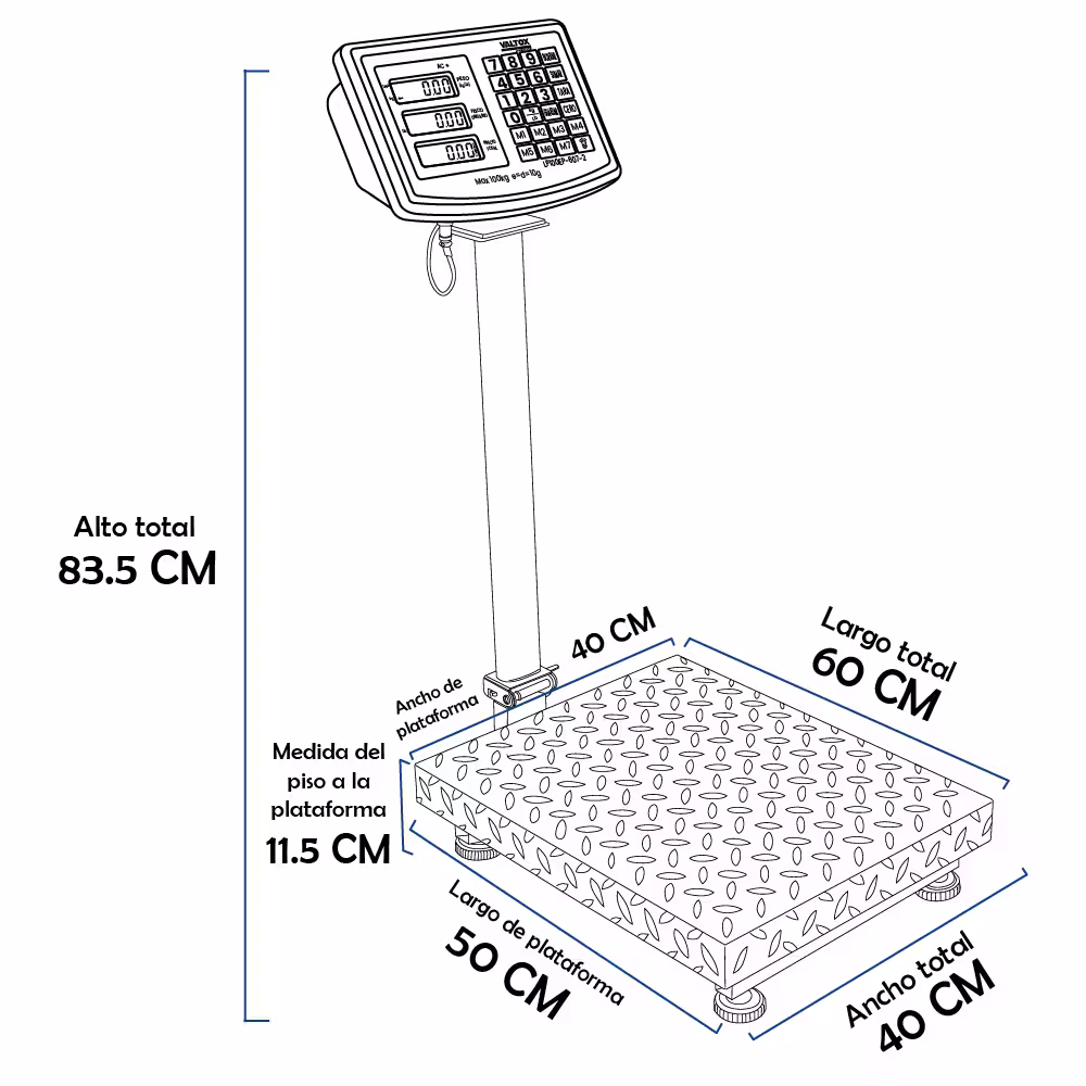Balanza de Plataforma Valtox LP300EP-607-2 de 300 Kilos 50 x 40 cm